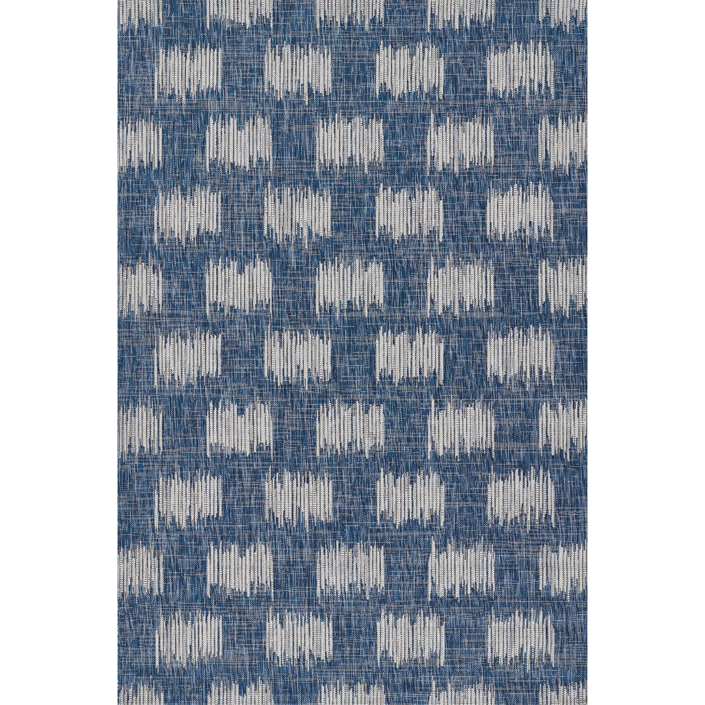 Momeni Villa VI-12 Turin Blue Rectangle Indoor / Outdoor Area Rug &amp; Runner - Stylish All-Weather Patio &amp; Living Room Rug with Abstract Design