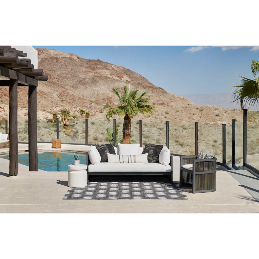 Momeni Villa VI-12 Turin Charcoal Rectangle Indoor / Outdoor Area Rug &amp; Runner - Trendy All-Weather Patio &amp; Living Room Rug with Abstract Design