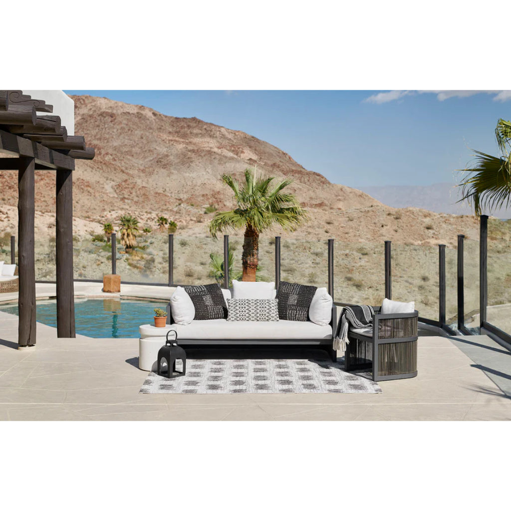 Momeni Villa VI-12 Turin Ivory Rectangle Indoor / Outdoor Area Rug &amp; Runner - Elegant All-Weather Patio &amp; Living Room Rug with Abstract Design