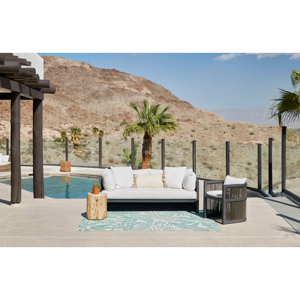 Momeni Villa VI-13 Salerno Green Rectangle Indoor / Outdoor Area Rug & Runner - Stylish All-Weather Patio & Living Rug with Floral Design-