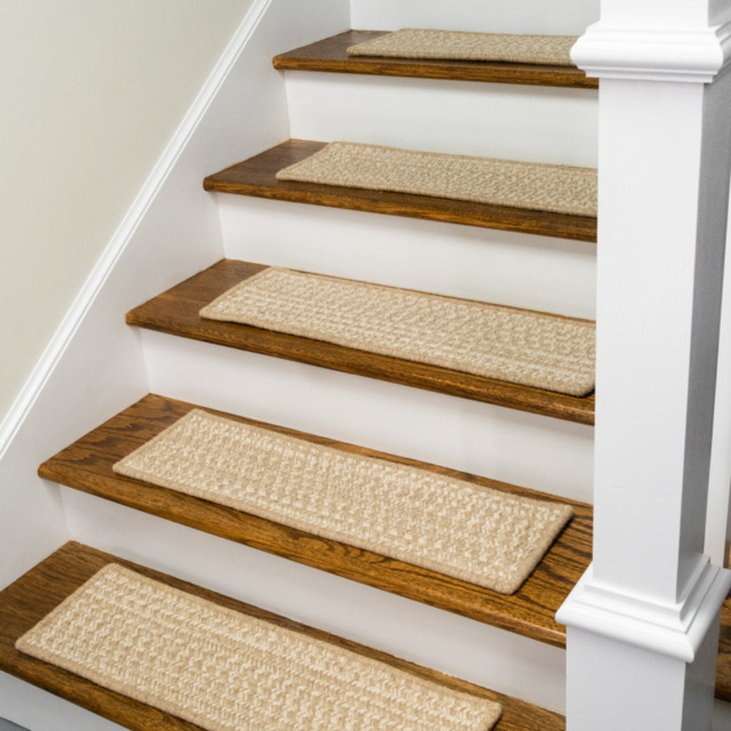 Colonial Mills Natural Woven Tweed Beige Indoor Stair Tread - Stylish Reversible Stair Tread Made of Wool