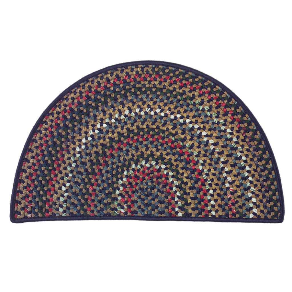 Colonial Mills Wayland Slice Multicolor Semi-Round Indoor Area Rug - Vibrant Reversible Rug with Navy Blue Accent