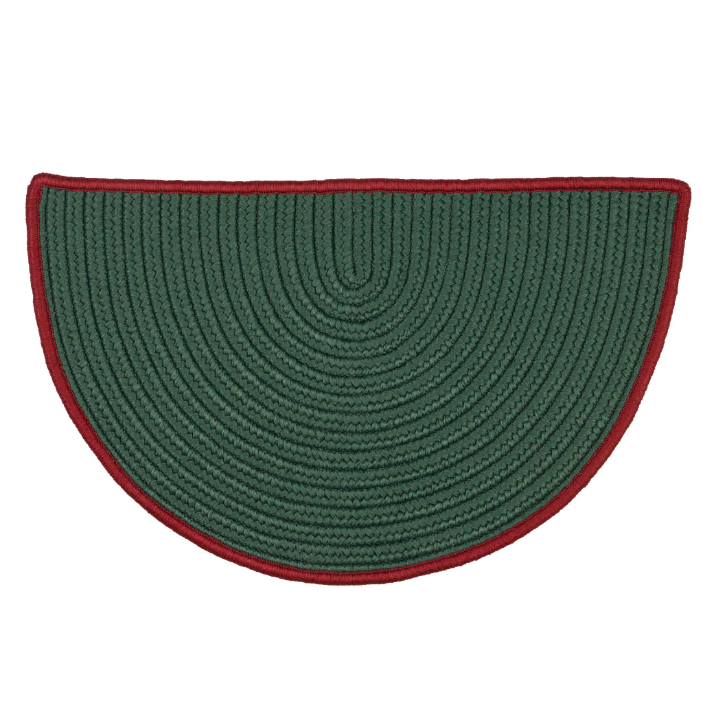 Colonial Mills Wintergreen Semi Round Green &amp; Red Indoor / Outdoor Area Rug - Stylish Reversible Rug Made of Polypropylene