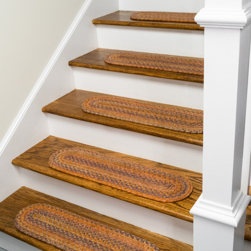 Colonial Mills Westcott Orange Oval Indoor Stair Tread - Trendy Reversible Stair Tread Made of Wool