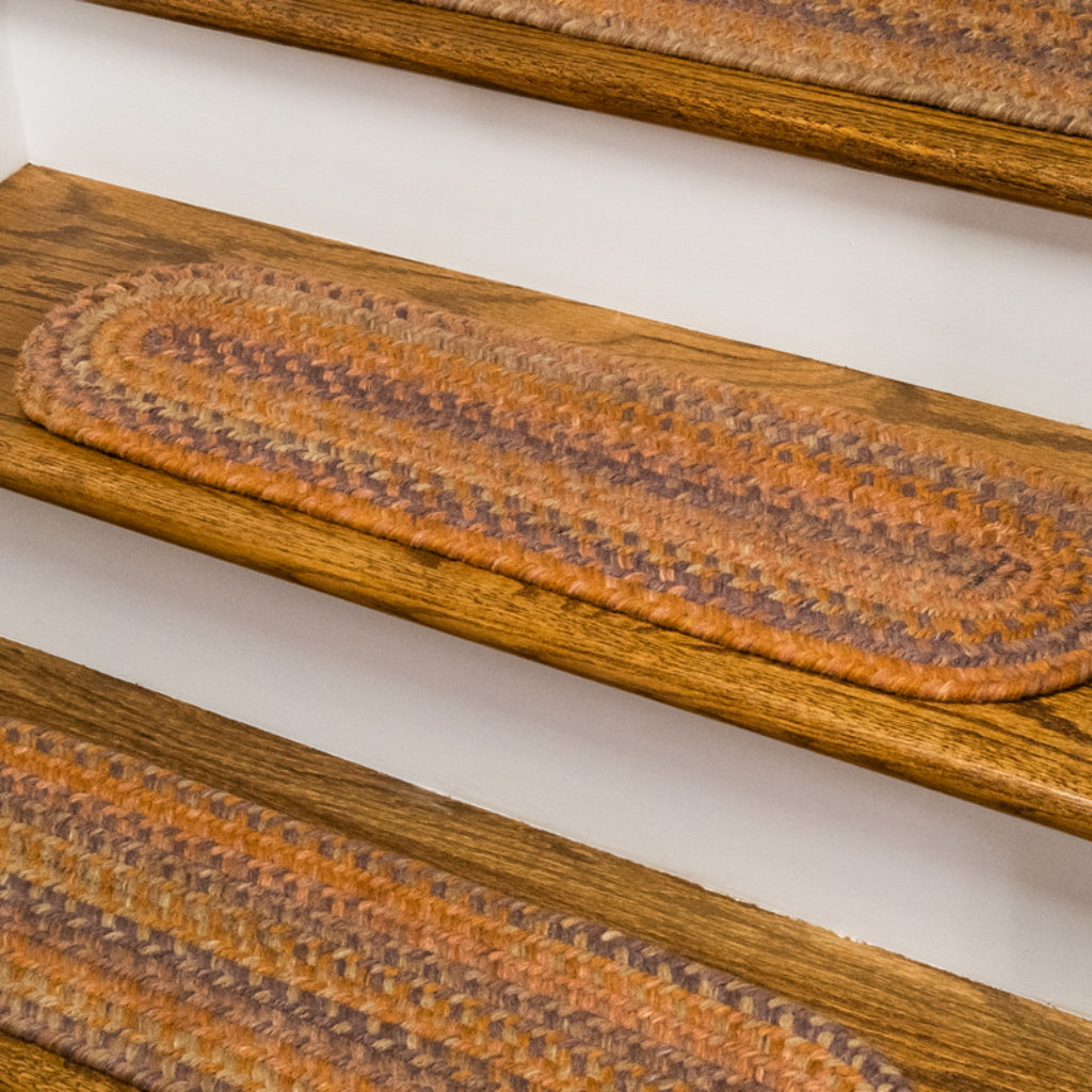 Colonial Mills Westcott Orange Oval Indoor Stair Tread - Trendy Reversible Stair Tread Made of Wool