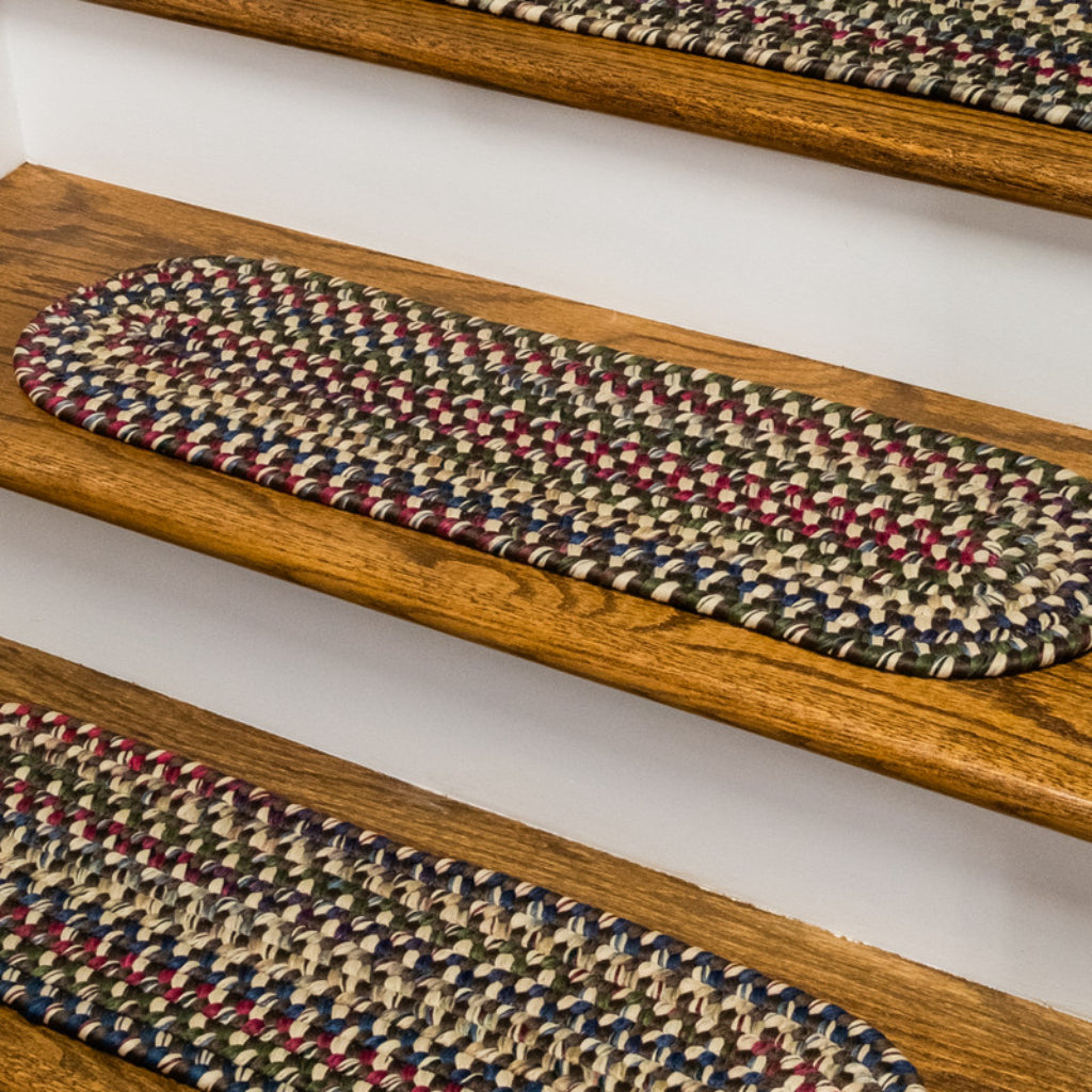 Colonial Mills Worley Brown Oval Indoor Reversible Stair Tread - Comfortable Braided Rug with Rustic Farmhouse Design
