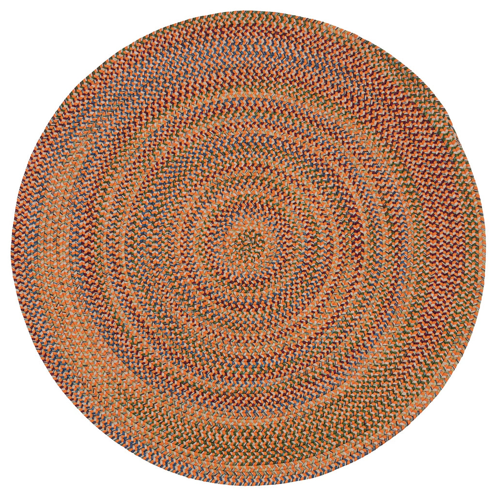 Colonial Mills Worley Round Orange Indoor Reversible Nylon Area Rug - Vibrant Braided Rug with Rustic Farmhouse Design