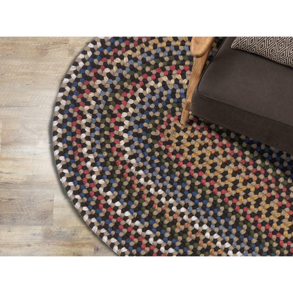 Colonial Mills Wayland Oval Multicolor Indoor Reversible Area Rug - Trendy &amp; Comfortable Handmade Rug with Navy Blue Accent