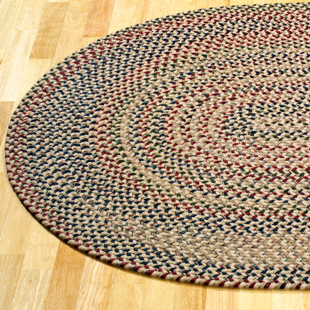 Colonial Mills Worley Round Blue Indoor Reversible Nylon Area Rug - Comfortable Braided Rug with Rustic Farmhouse Design