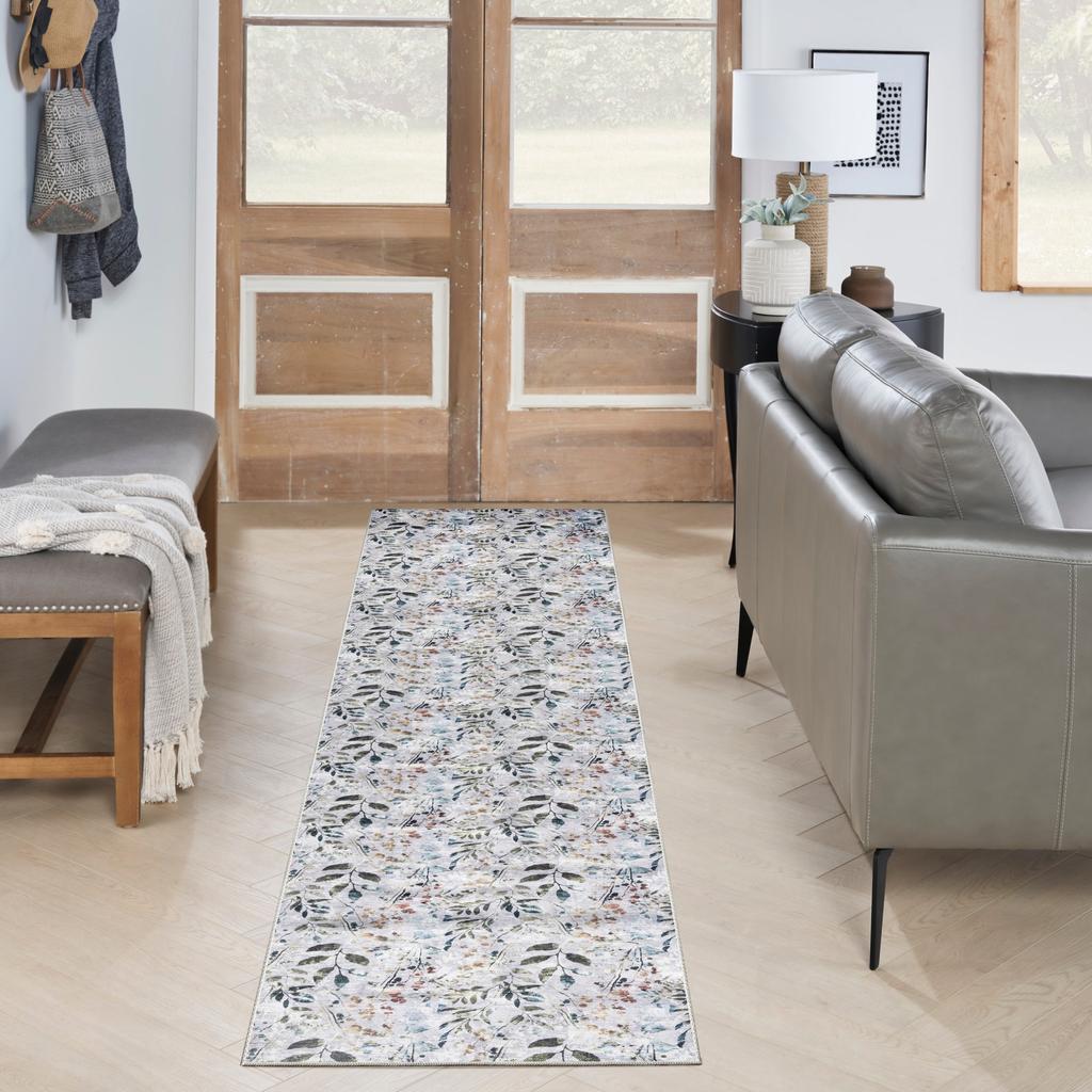 Nourison Home Nourison Washables NWB05 Grey Multicolor Indoor Runner - Contemporary Power Loomed Machine Made Low Pile