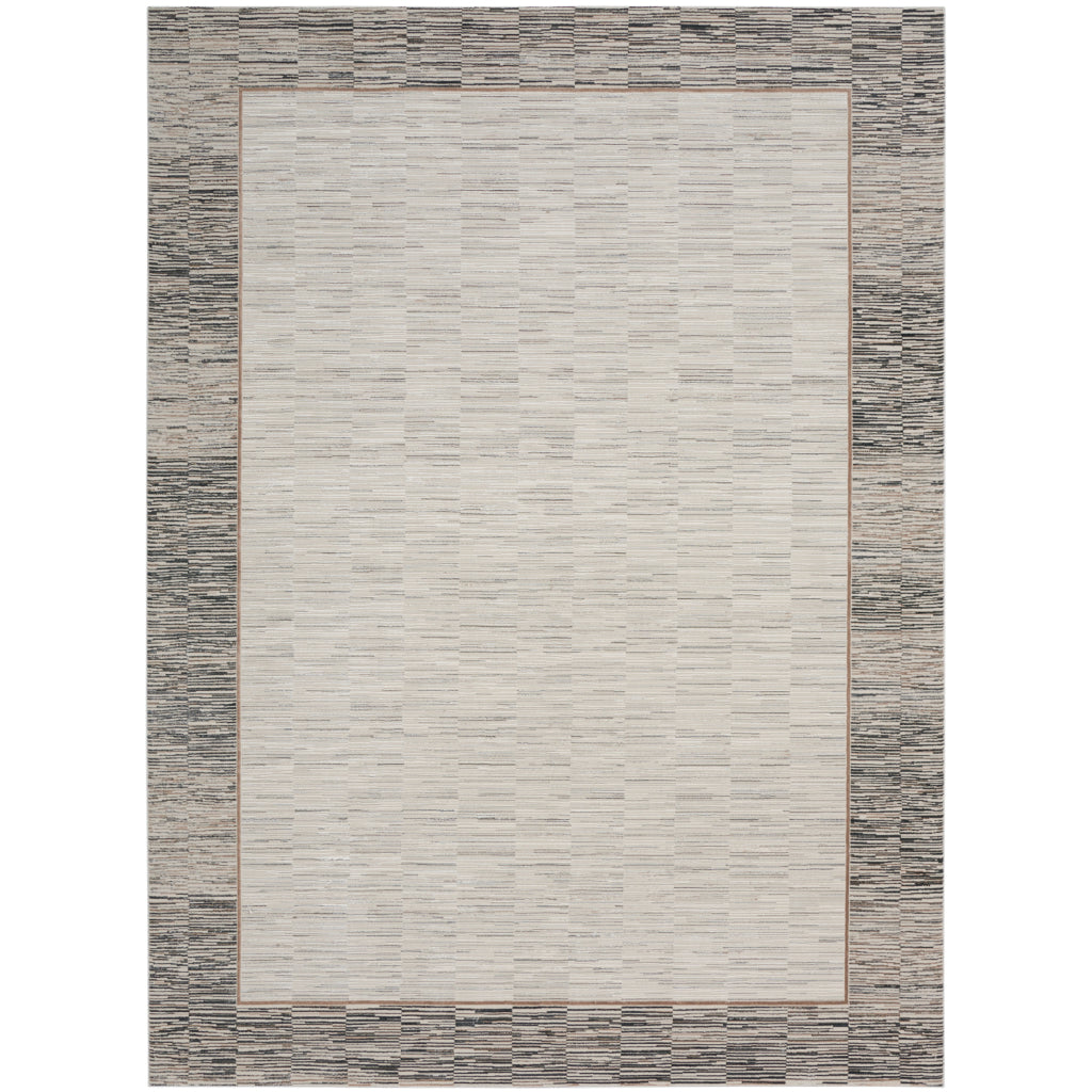 Nourison Home Desire DSR02 Two-Color Indoor Rectangle Area Rug - Power Loomed Plush Pile Rug with Black & Light Gray Stripes-