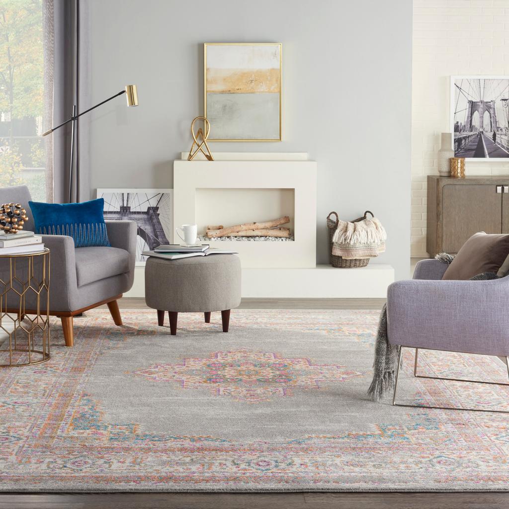 Nourison Home Passion PSN03 Grey Indoor Runner - Bohemian Power Loomed Machine Made Medium Pile