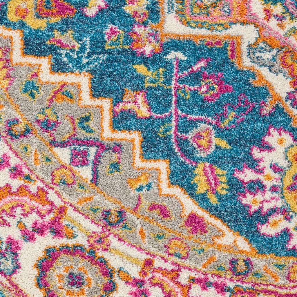 Nourison Home Passion PSN20 Teal Multicolor Indoor Round Area Rug - Bohemian Power Loomed Machine Made Medium Pile