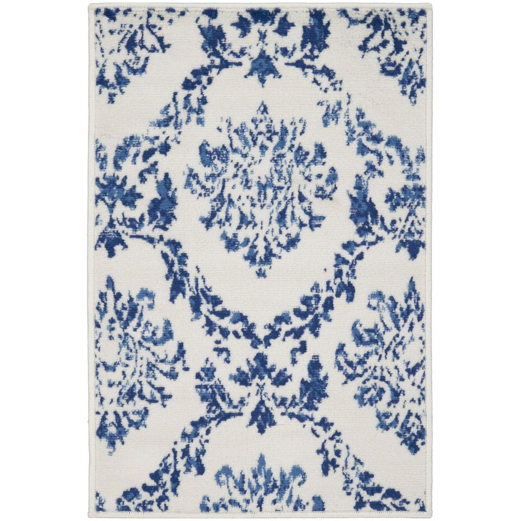 Nourison Home Whimsicle WHS01 Ivory Navy Indoor Rectangle Area Rug - Farmhouse Power Loomed Machine Made Low Pile