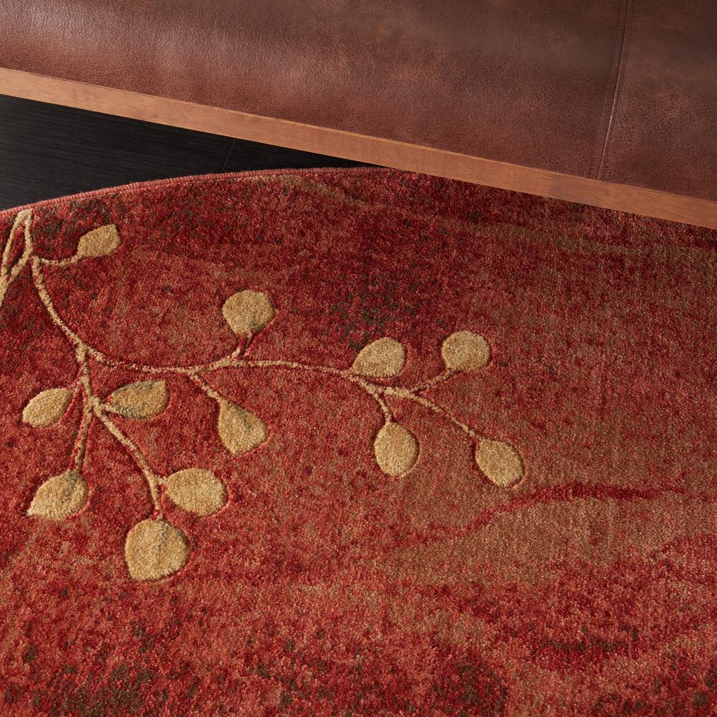 Nourison Home Somerset ST74 Flame Indoor Round Area Rug - Rustic Power Loomed Machine Made Medium Pile
