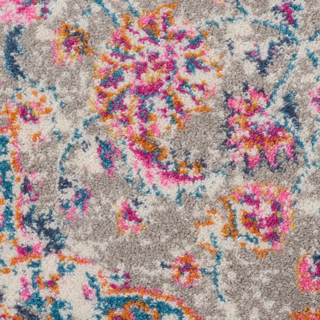 Nourison Home Passion PSN22 Grey Multicolor Indoor Round Area Rug - Transitional Power Loomed Machine Made Medium Pile