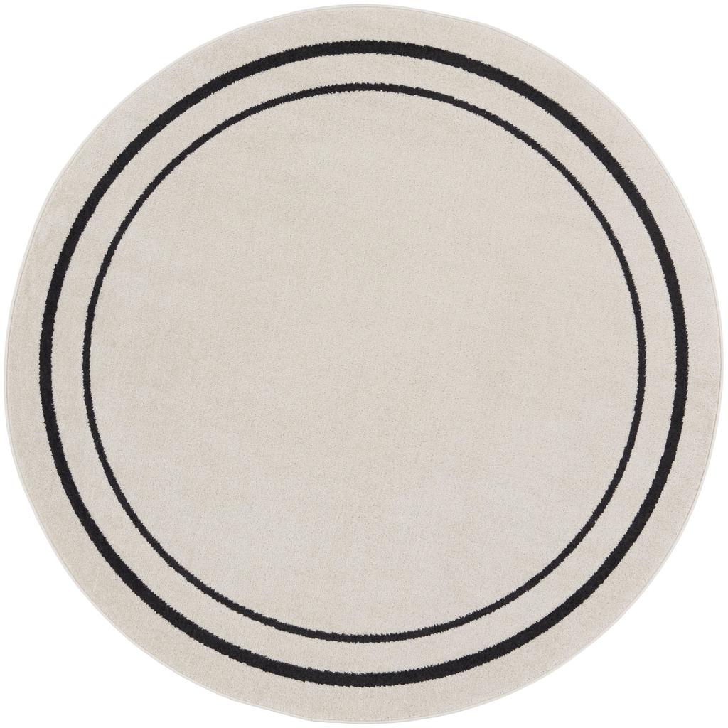 Nourison Home Nourison Essentials NRE02 Ivory Black Ivory/Black Indoor/Outdoor Round Area Rug - Contemporary Power Loomed Machine Made Low Pile