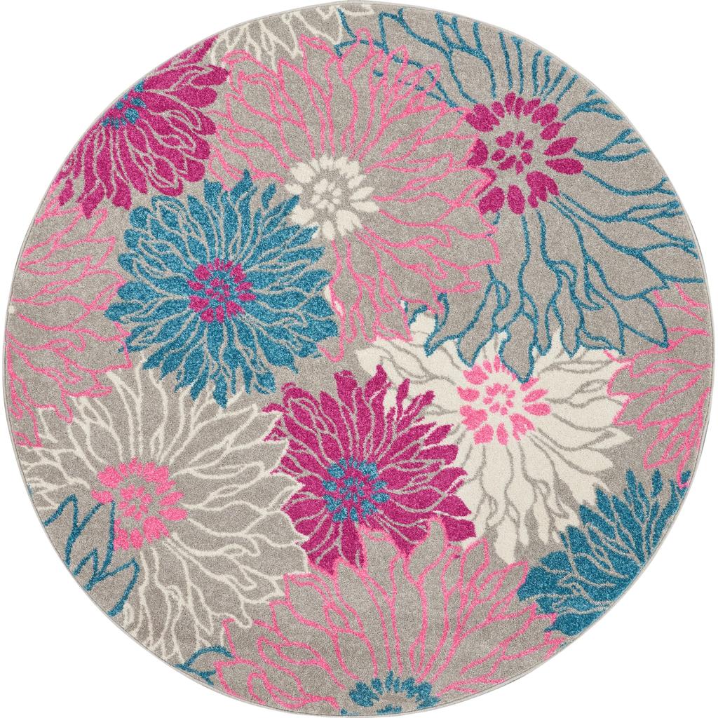 Nourison Home Passion PSN17 Grey Indoor Round Area Rug - Contemporary Power Loomed Machine Made Medium Pile