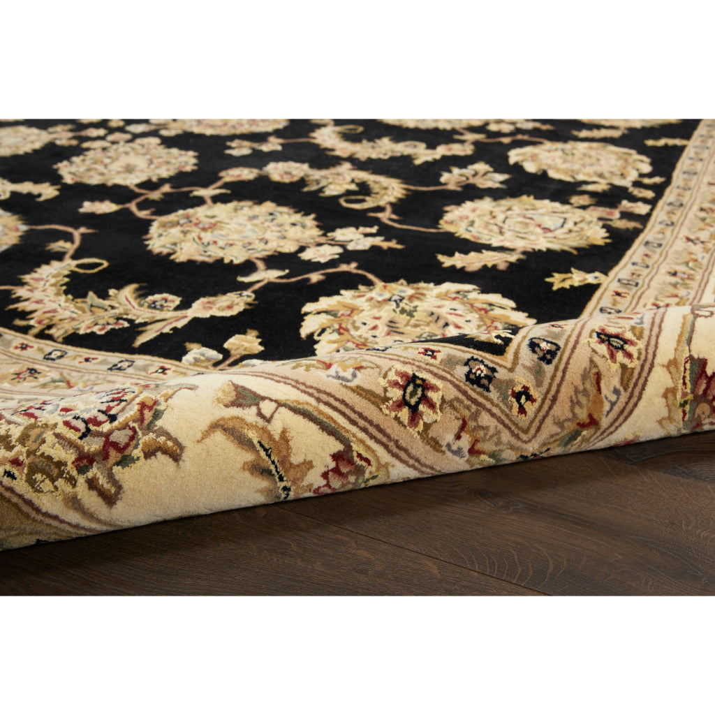 Nourison Home Nourison 2000 Multicolor 2022 Indoor Rectangle Area Rug - Elegant Wool &amp; Silk Floral Rug with Black Background