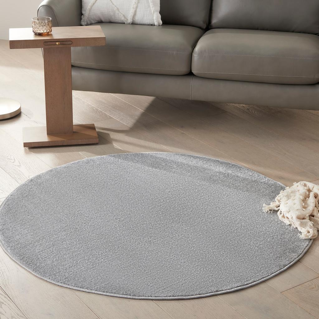 Nourison Home Nourison Essentials NRE01 Silver Grey Indoor/Outdoor Round Area Rug - Outdoor Power Loomed Machine Made Low Pile