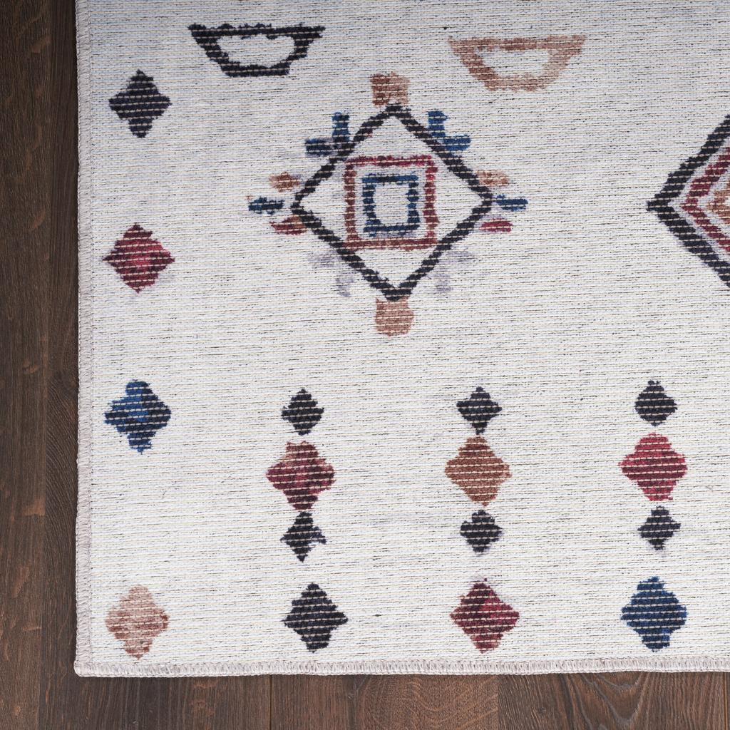 Nourison Home New Concept Washables SR108 Ivory Multicolor Indoor Rectangle Area Rug - Bohemian Machine Woven Machine Made Low Pile