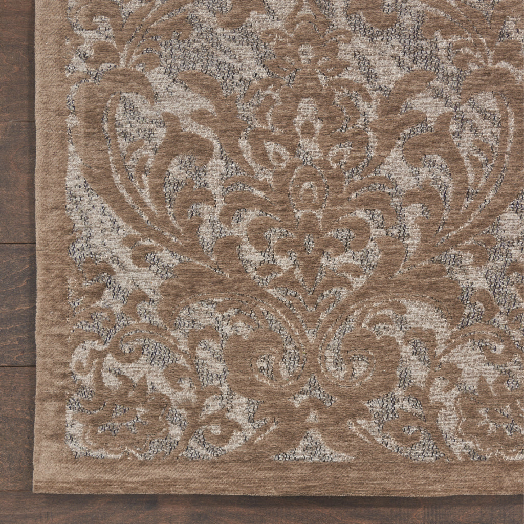 Nourison Home Damask DAS02 Brown Rectangle Indoor Area Rug - Power Loomed Low Pile Rug
