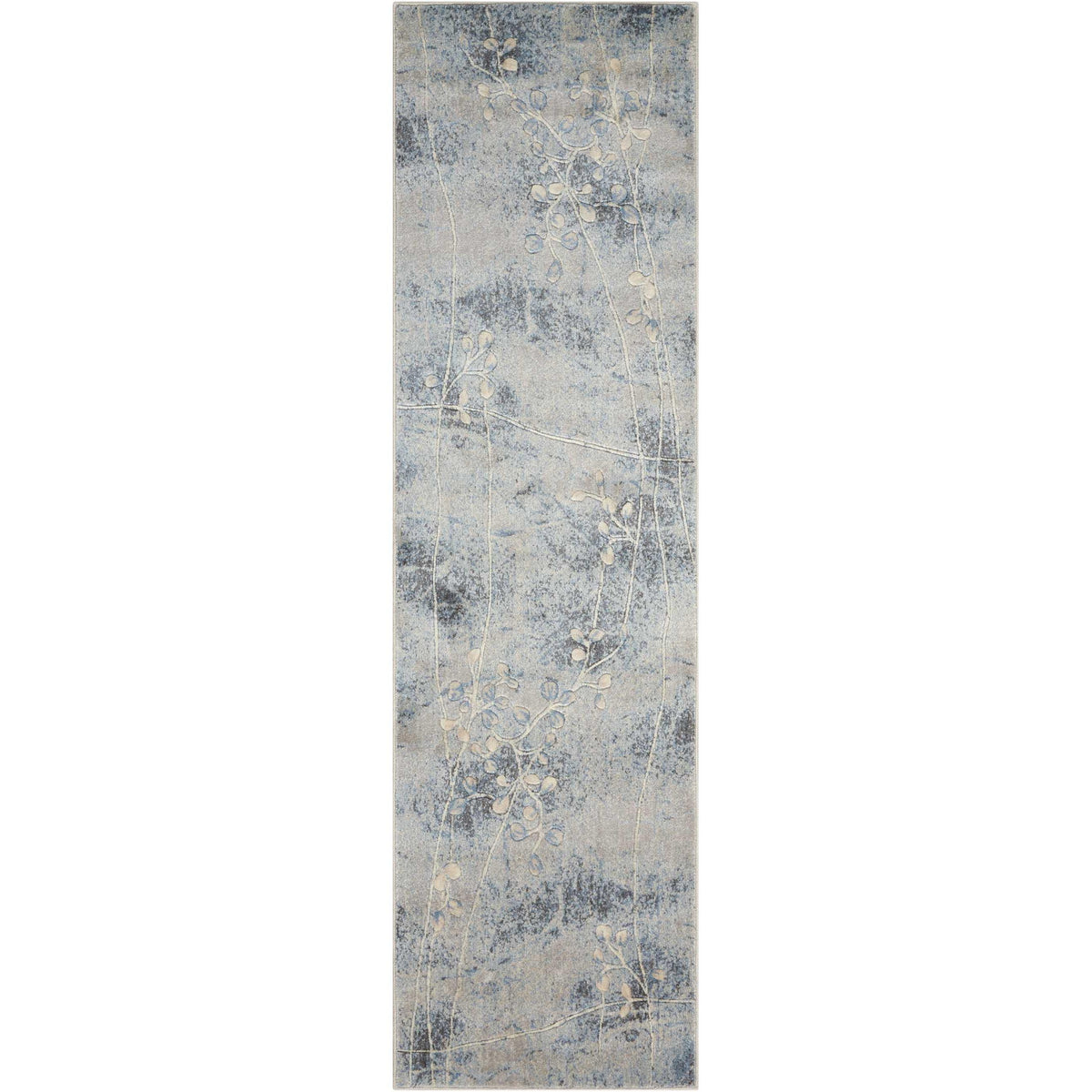 Nourison Home Somerset ST74 Silver Blue Indoor Runner Power Loomed Machine Made Medium Pile