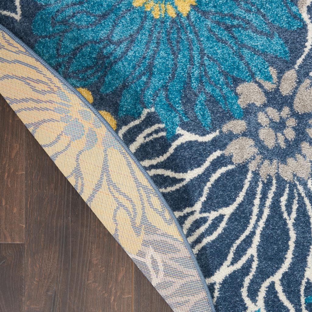 Nourison Home Passion PSN17 Blue Indoor Round Area Rug - Contemporary Power Loomed Machine Made Medium Pile