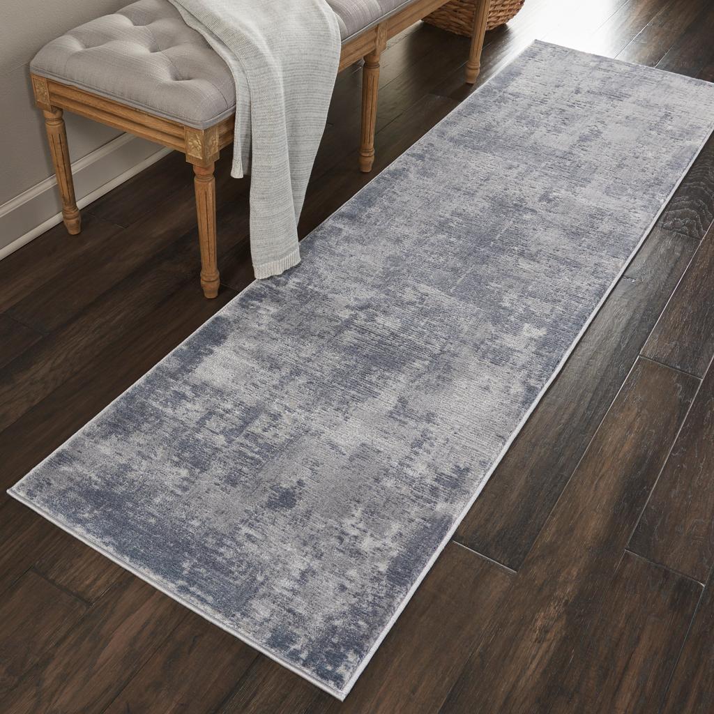 Nourison Home Rustic Textures RUS05 Grey Indoor Runner - Modern Power Loomed Machine Made Medium Pile