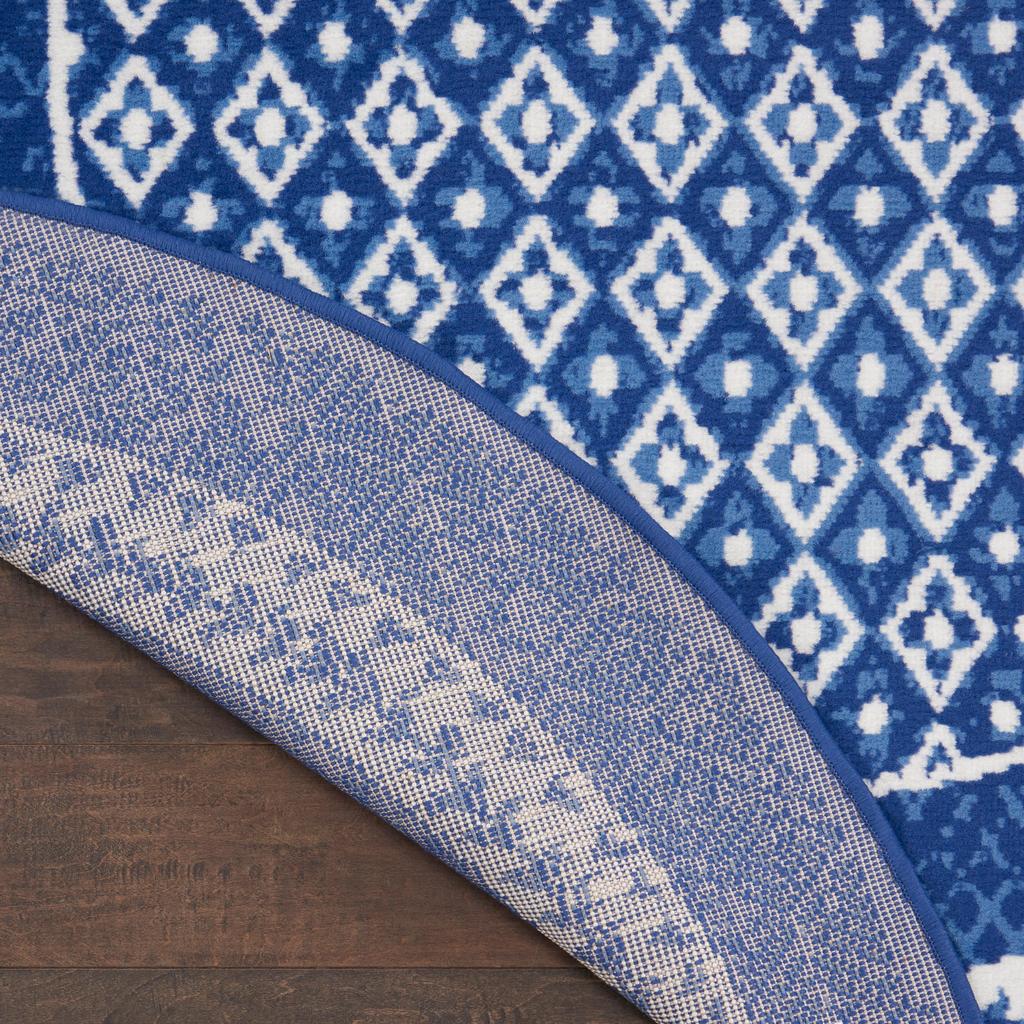 Nourison Home Whimsicle WHS13 Navy Indoor Round Area Rug - Farmhouse Power Loomed Machine Made Low Pile