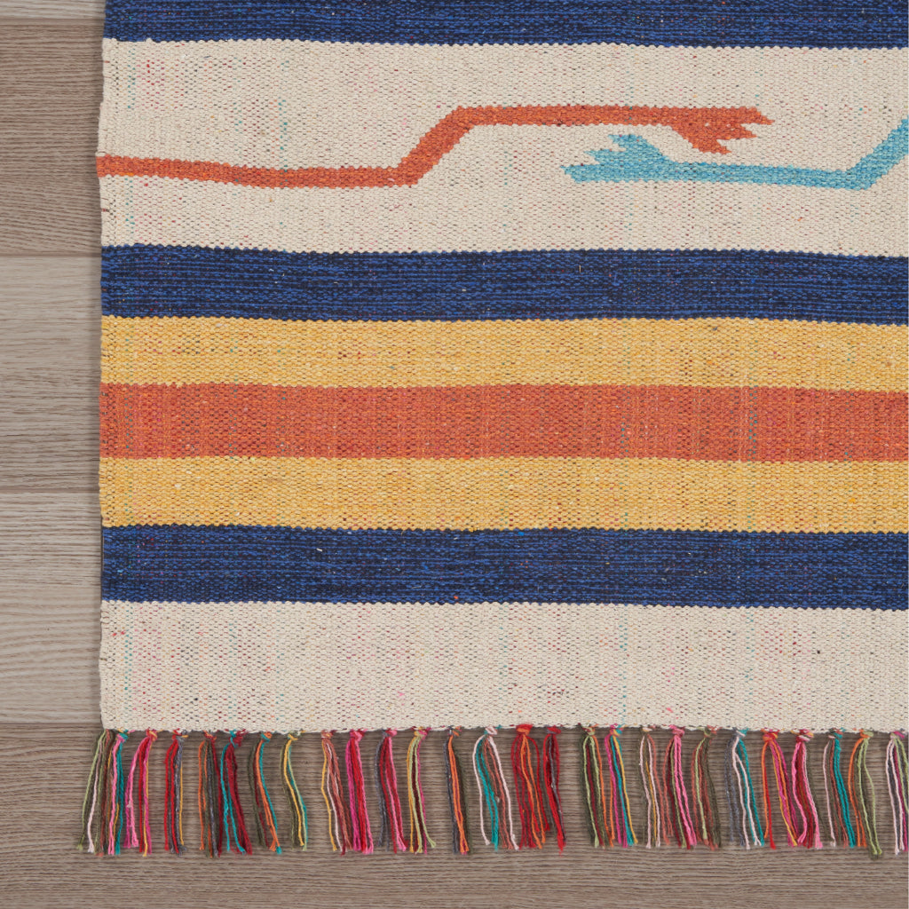 Nourison Home Baja BAJ01 Handmade Multicolor Rectangle Area Rug - Reversible Indoor Rug with White Background