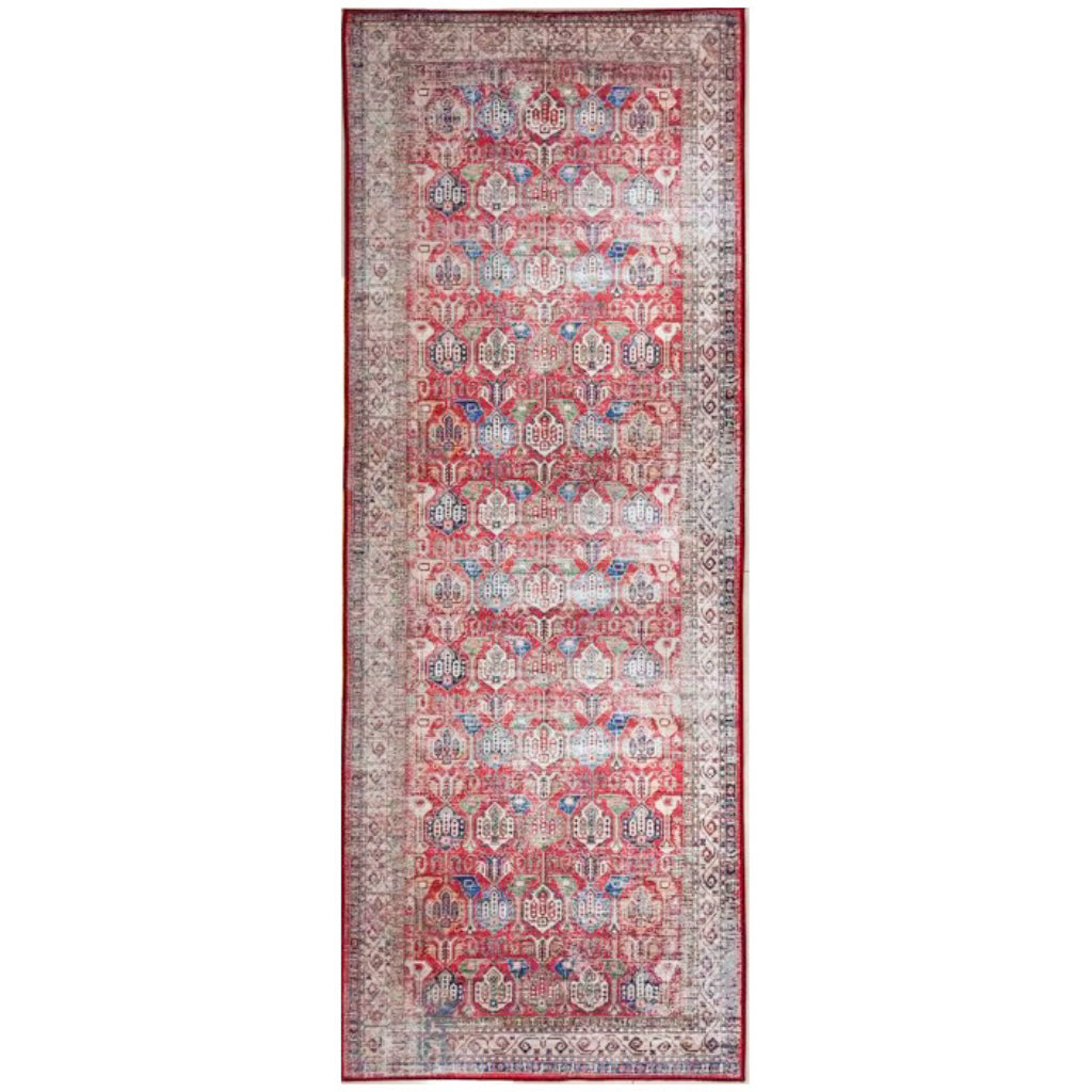 Nourison Home Fulton FUL09 Multicolor Indoor Runner - Vintage Style Flatweave Low Pile Hallway Runner with Shades of Red-