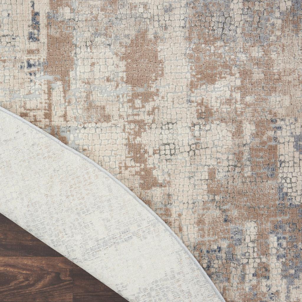Nourison Home Rustic Textures RUS06 Beige and Grey Beige Grey Indoor Round Area Rug - Modern Power Loomed Machine Made Medium Pile