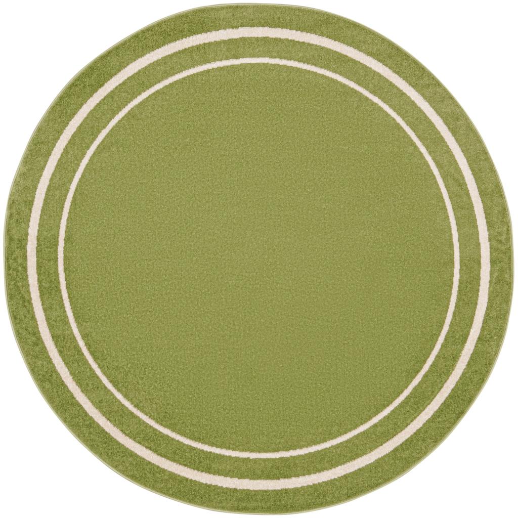 Nourison Home Nourison Essentials NRE02 Green Ivory Indoor/Outdoor Round Area Rug - Contemporary Power Loomed Machine Made Low Pile