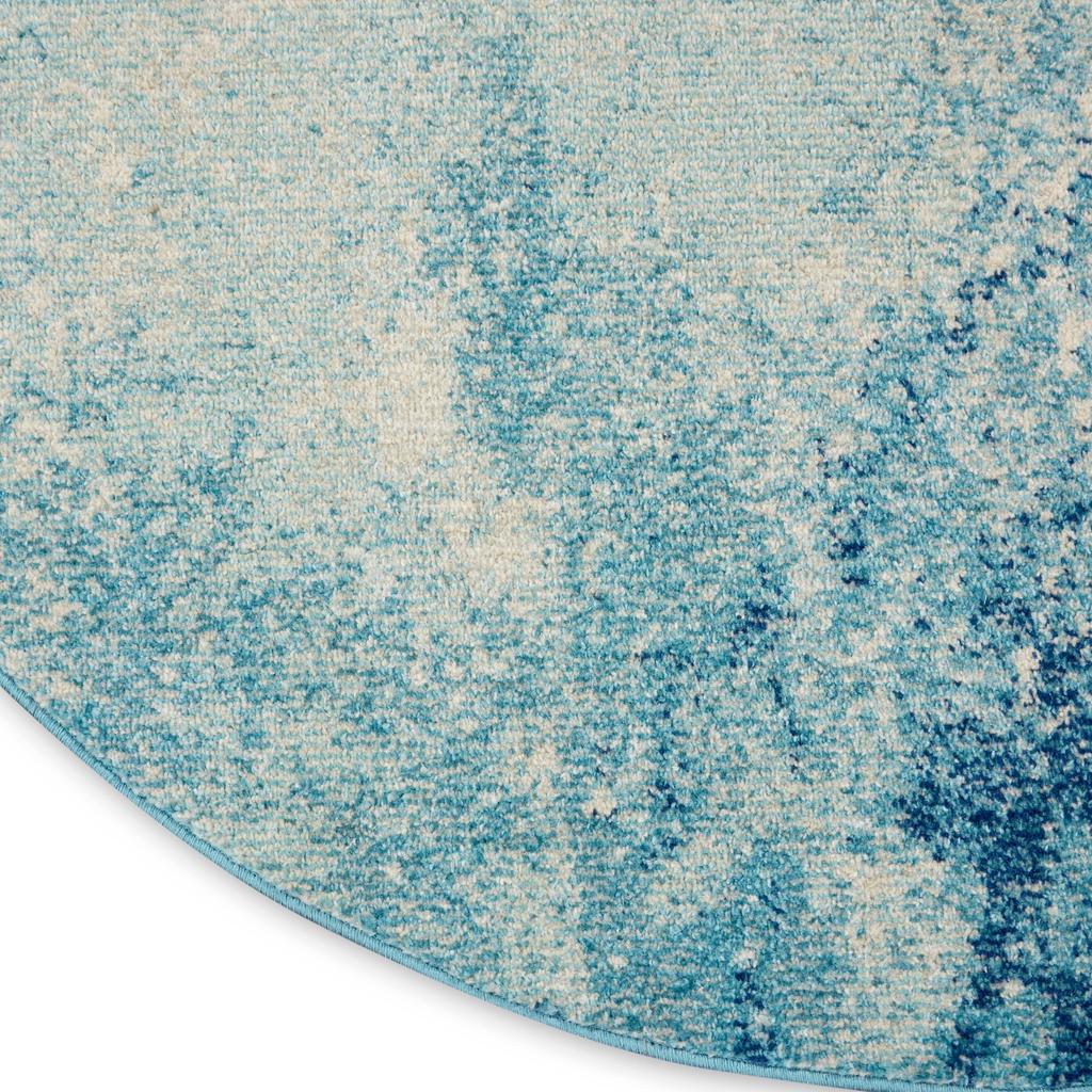 Nourison Home Passion PSN10 Navy Light Blue Indoor Round Area Rug - Modern Power Loomed Machine Made Medium Pile