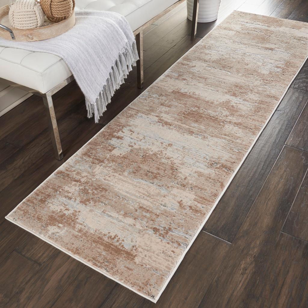 Nourison Home Rustic Textures RUS03 Beige Indoor Runner - Modern Power Loomed Machine Made Medium Pile