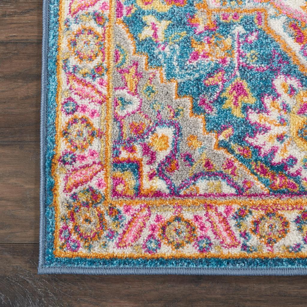 Nourison Home Passion PSN20 Teal Multicolor Indoor Runner - Bohemian Power Loomed Machine Made Medium Pile