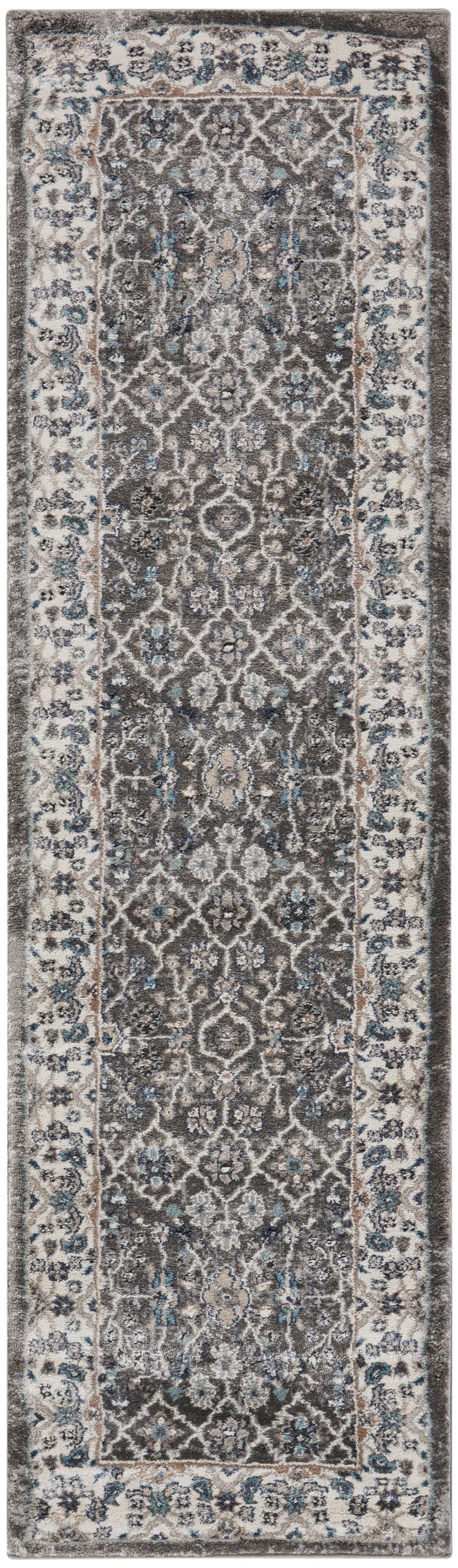 Nourison Home American Manor AMR01 Grey/Ivory Indoor Runner - Vintage Power Loomed Machine Made Medium Pile