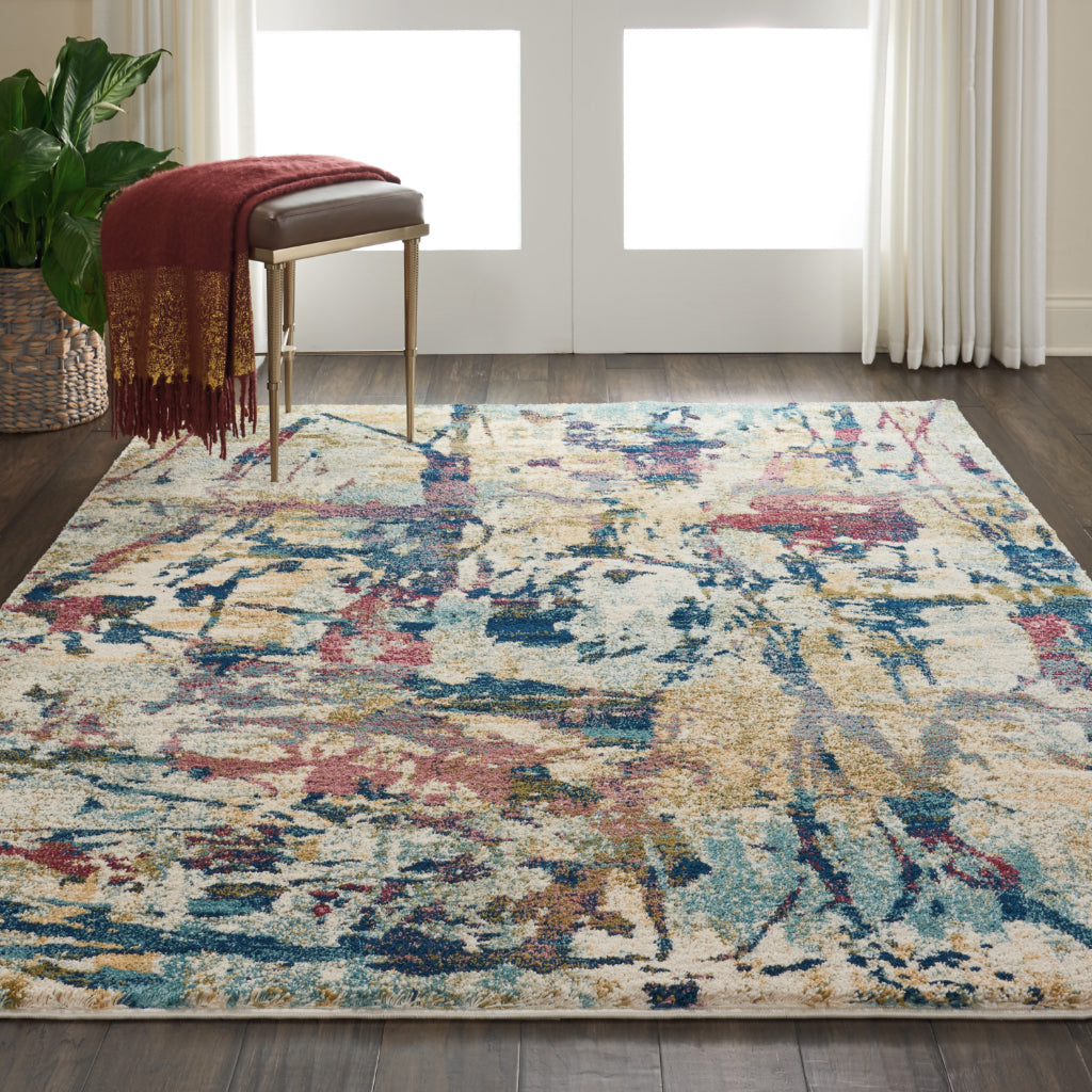 Nourison Home Fusion FSS10 Multicolor Indoor Rectangle Area Rug - Modern Style Power Loomed Medium Pile Rug with Abstract Pattern-