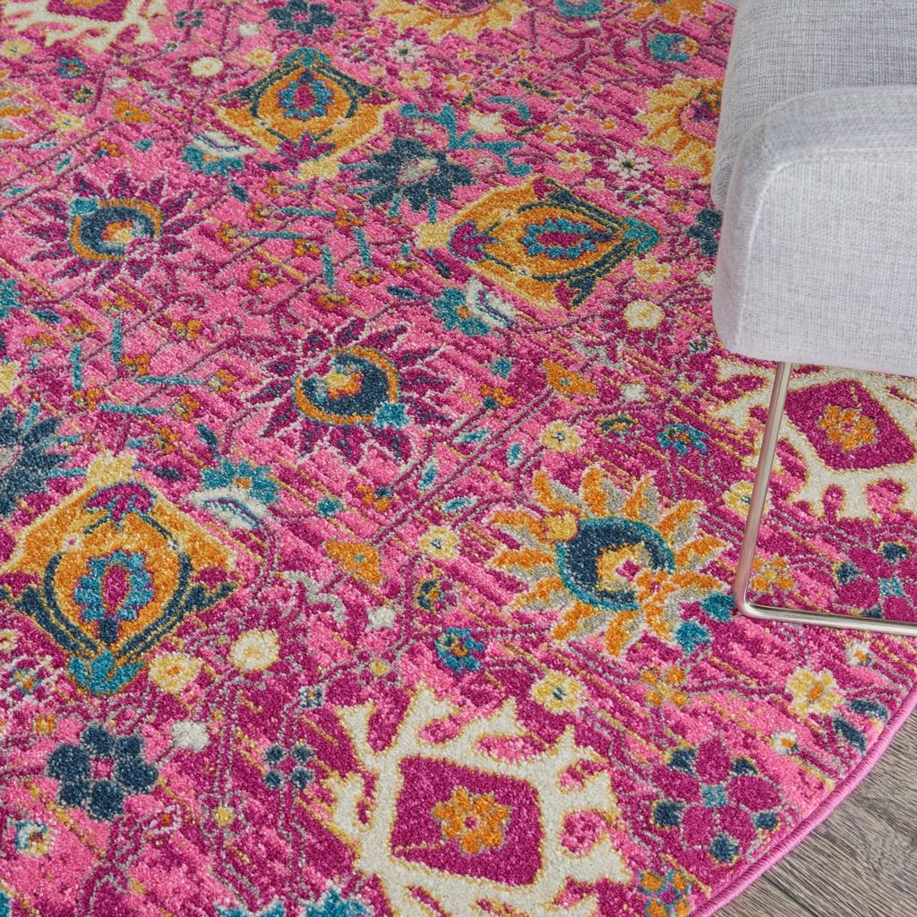 Nourison Home Passion PSN01 Pink Fuchsia Indoor Round Area Rug - Bohemian Power Loomed Machine Made Medium Pile