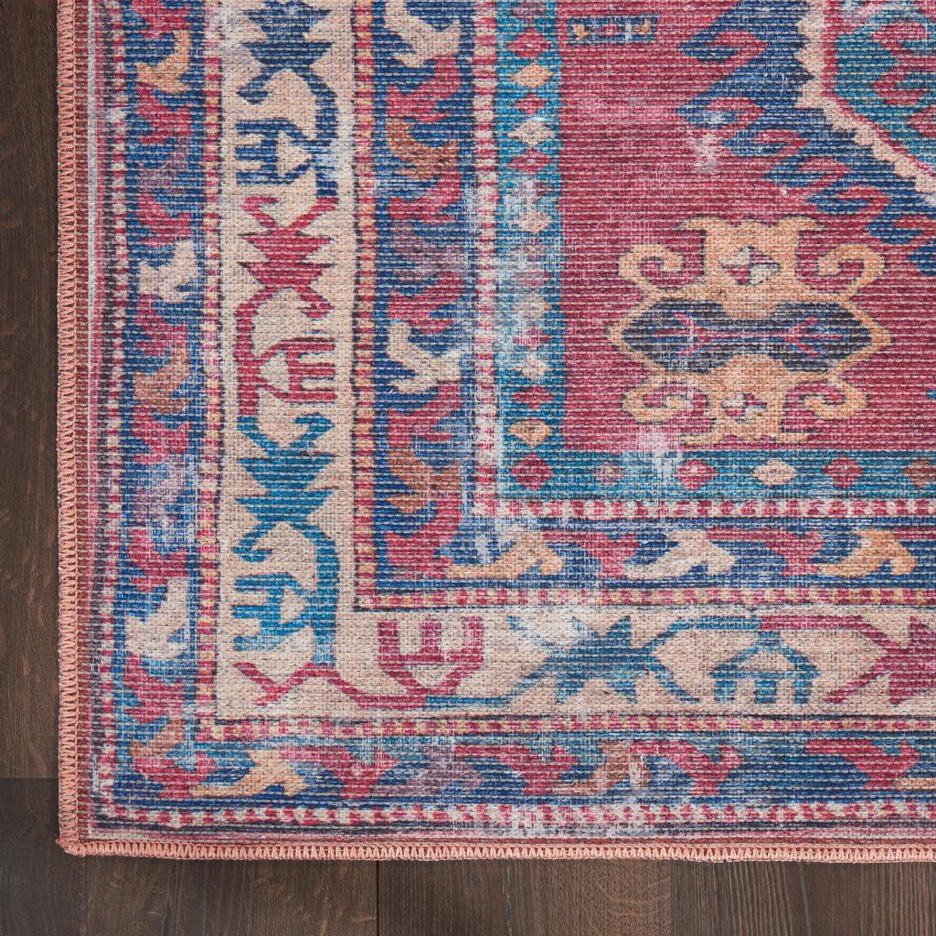Nourison Home New Concept Washables SR105 Red Navy Indoor Rectangle Area Rug - Vintage Machine Woven Machine Made Low Pile