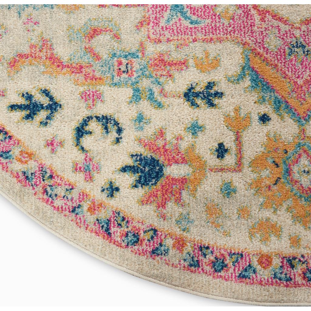 Nourison Home Passion PSN25 Ivory Pink Indoor Round Area Rug - Bohemian Power Loomed Machine Made Medium Pile