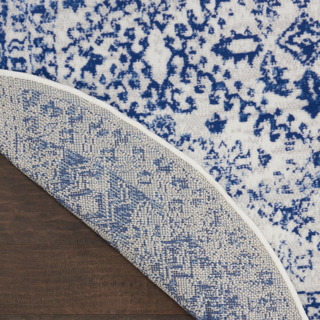 Nourison Home Whimsicle WHS15 Ivory Navy Indoor Round Area Rug - Farmhouse Power Loomed Machine Made Low Pile