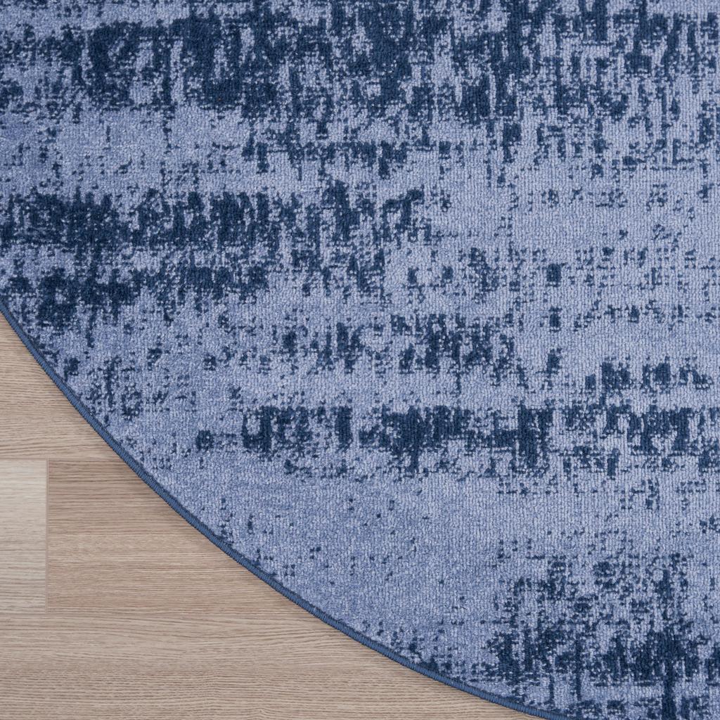 Nourison Home Nourison Essentials NRE03 Denim Indoor/Outdoor Round Area Rug - Modern Power Loomed Machine Made Low Pile