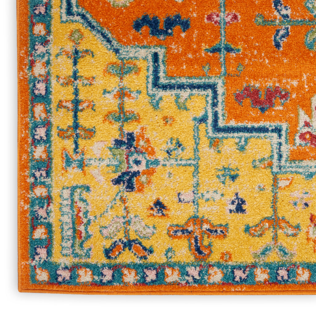 Nourison Home Allur ALR01 Machine Made Multicolor Rectangle Area Rug - Power Loomed Indoor Rug with Orange Persian Inspired Pattern-