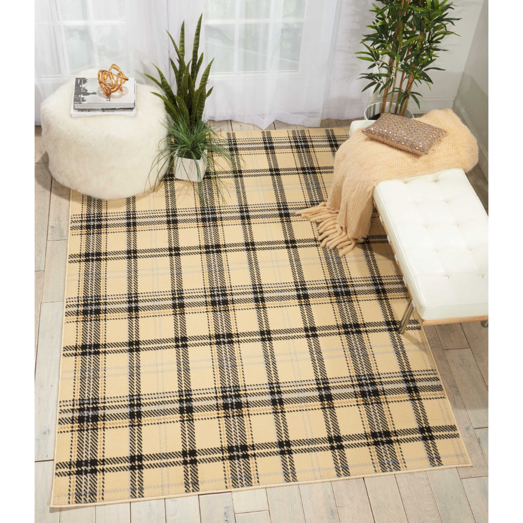 Nourison Home Grafix GRF03 Two-Color Indoor Rectangle Area Rug - Power Loomed Medium Pile Plaid Rug