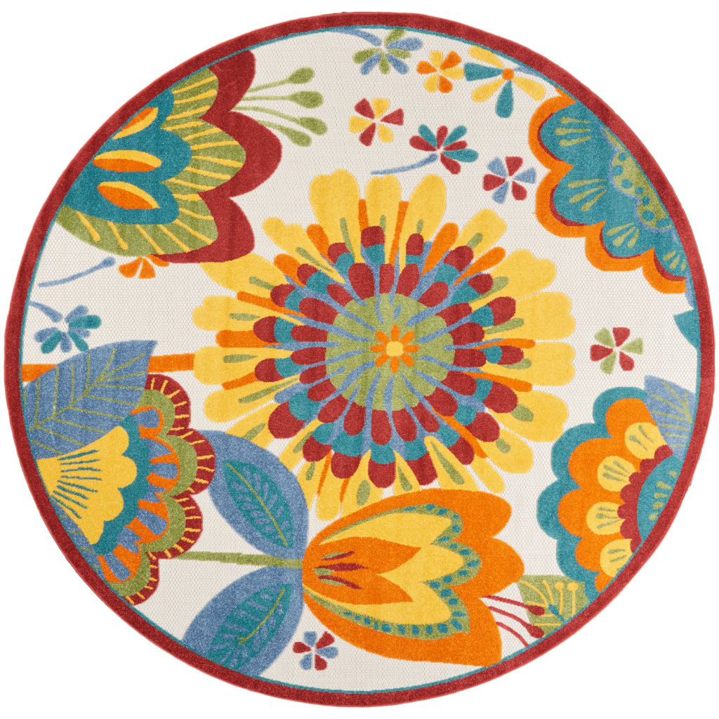 Nourison Home Aloha ALH25 Multicolor Round Area Rug - Premium Stain-Resistant Machine Made Rug Made of 100% Polypropylene-