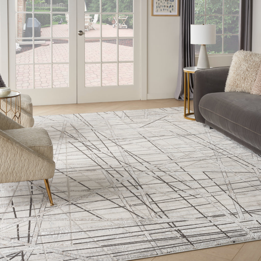 Nourison Home Desire DSR03 Gray Indoor Rectangle Area Rug - Power Loomed Plush Pile Rug with Abstract Pattern-