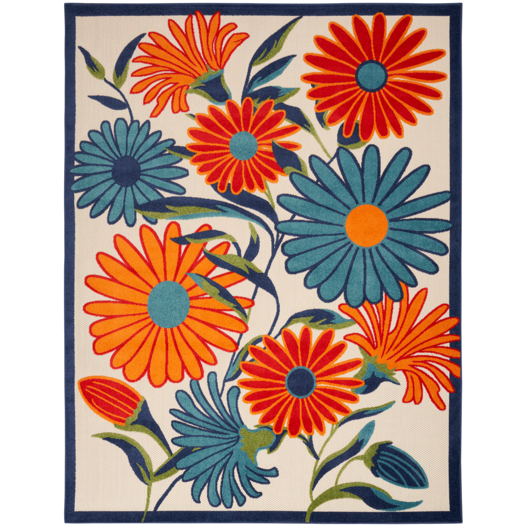 Nourison Home Aloha ALH33 Machine Made Multicolor Rectangle Area Rug - Stain Resistant Indoor & Outdoor Low Pile Rug with Colorful Floral Design-