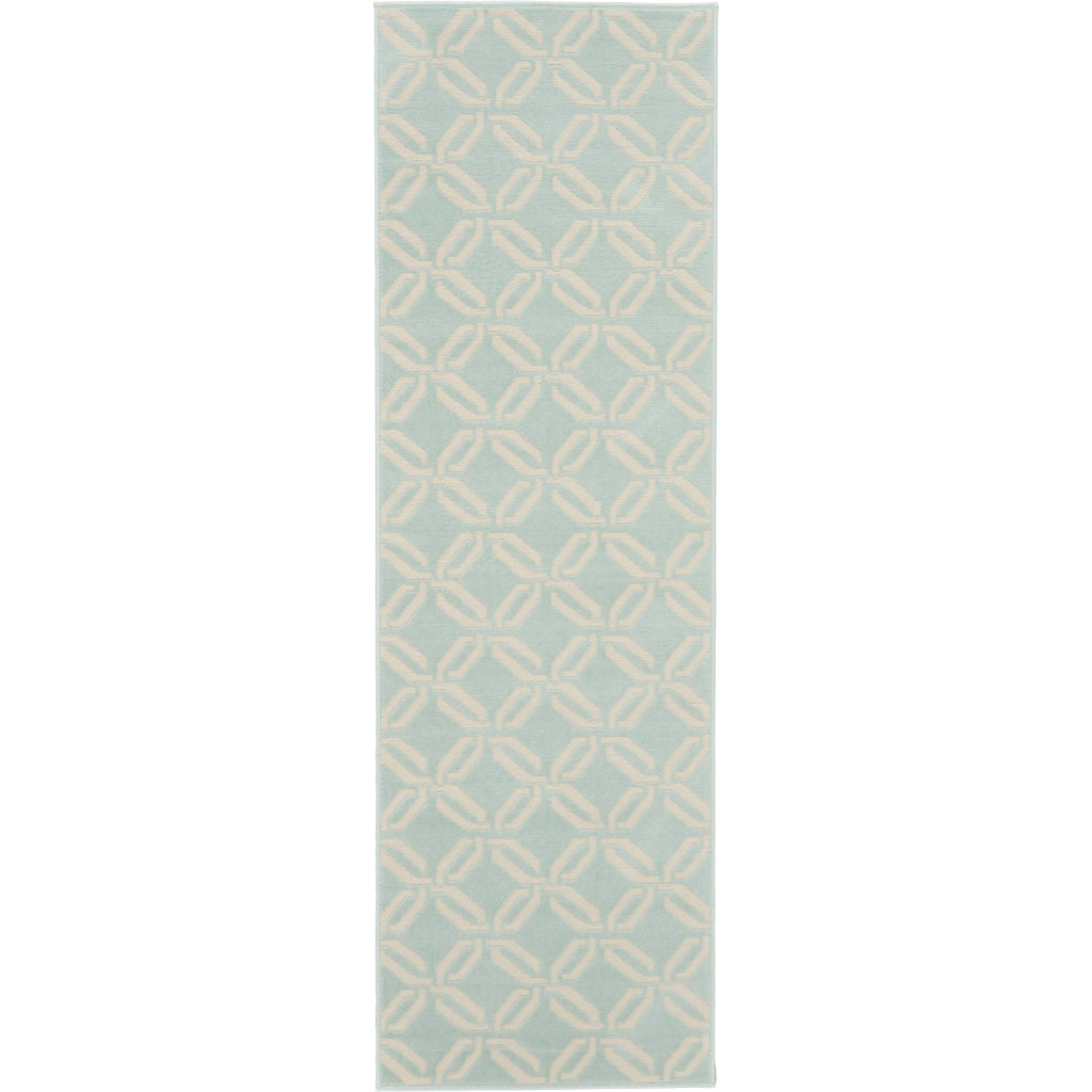 Nourison Home Jubilant JUB17 Green Indoor Runner - Contemporary Style Medium Pile Trellis Runner-